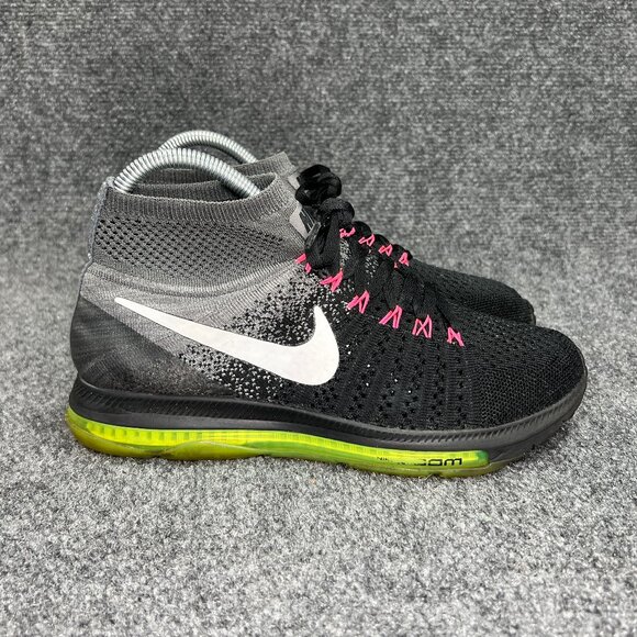 Nike Zoom All Out Flyknit Running Shoes Women's Size 7 Black Volt Athletic Run - Picture 1 of 12